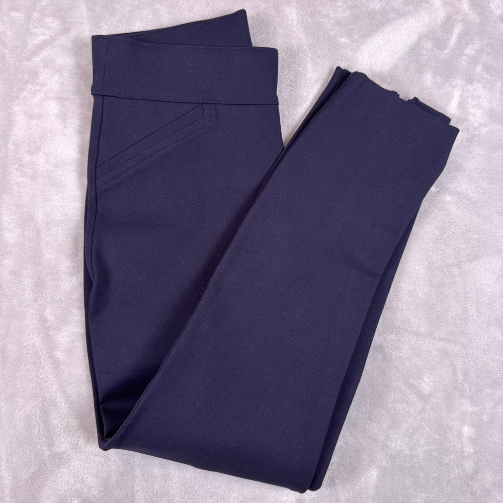 Spanx The Perfect Pant Ankle 4-Pocket Navy Blue Ponte Slim Trousers Small Petite